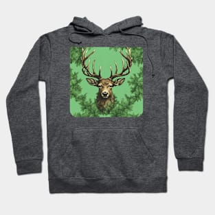 Large Buck with Huge Antlers very Majestic with Forest Scenery Hoodie